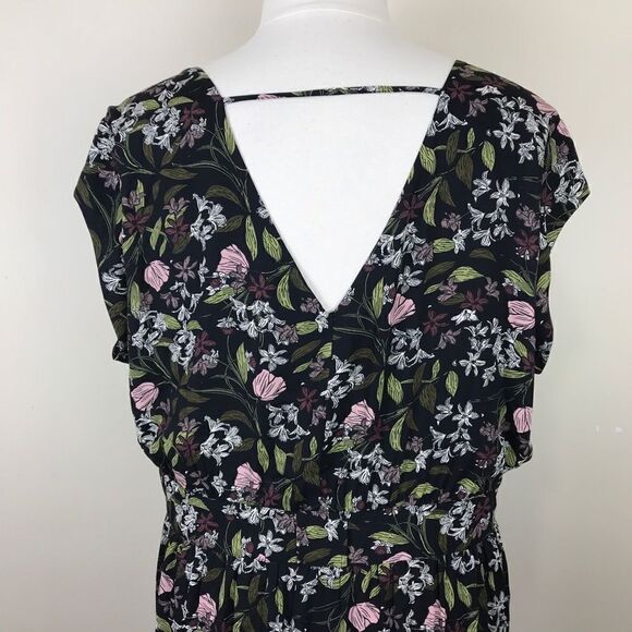 DR2 Floral Black Short Sleeve Mini Dress 3X - Picture 4 of 8